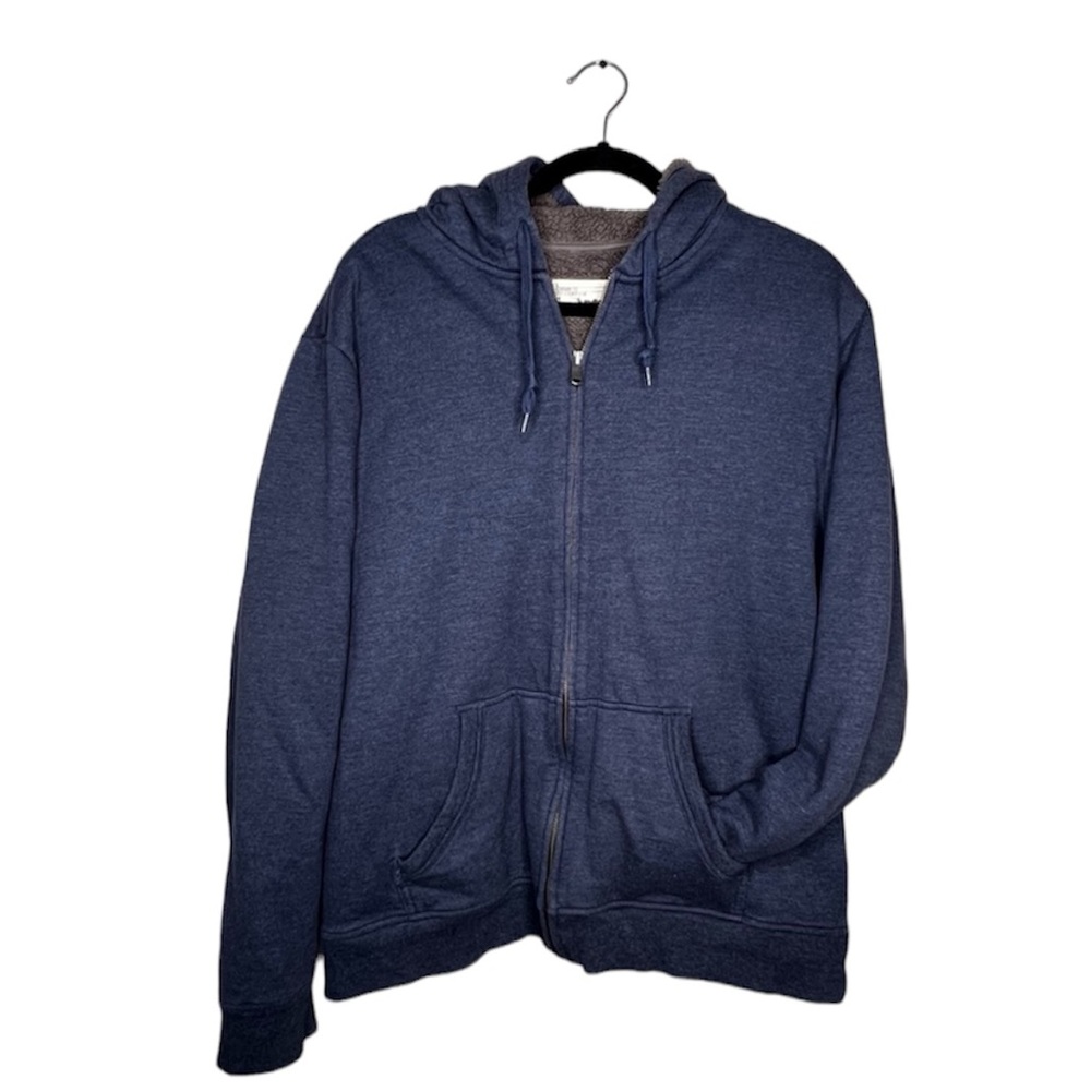 Levis Hoodie Sherpa Lined Jacket Full Zip Sweatshirt Gray Pocket sz large